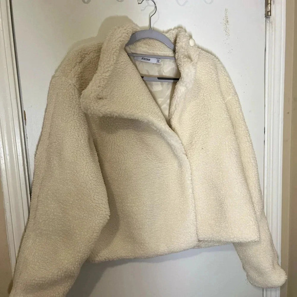 Just Fab faux shearling wrap jacket new with the tag bone white XXL - Picture 11 of 16